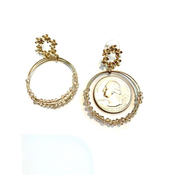 Gold Earrings with Crystals #ornate earrings #flowers - Picture 5 of 6